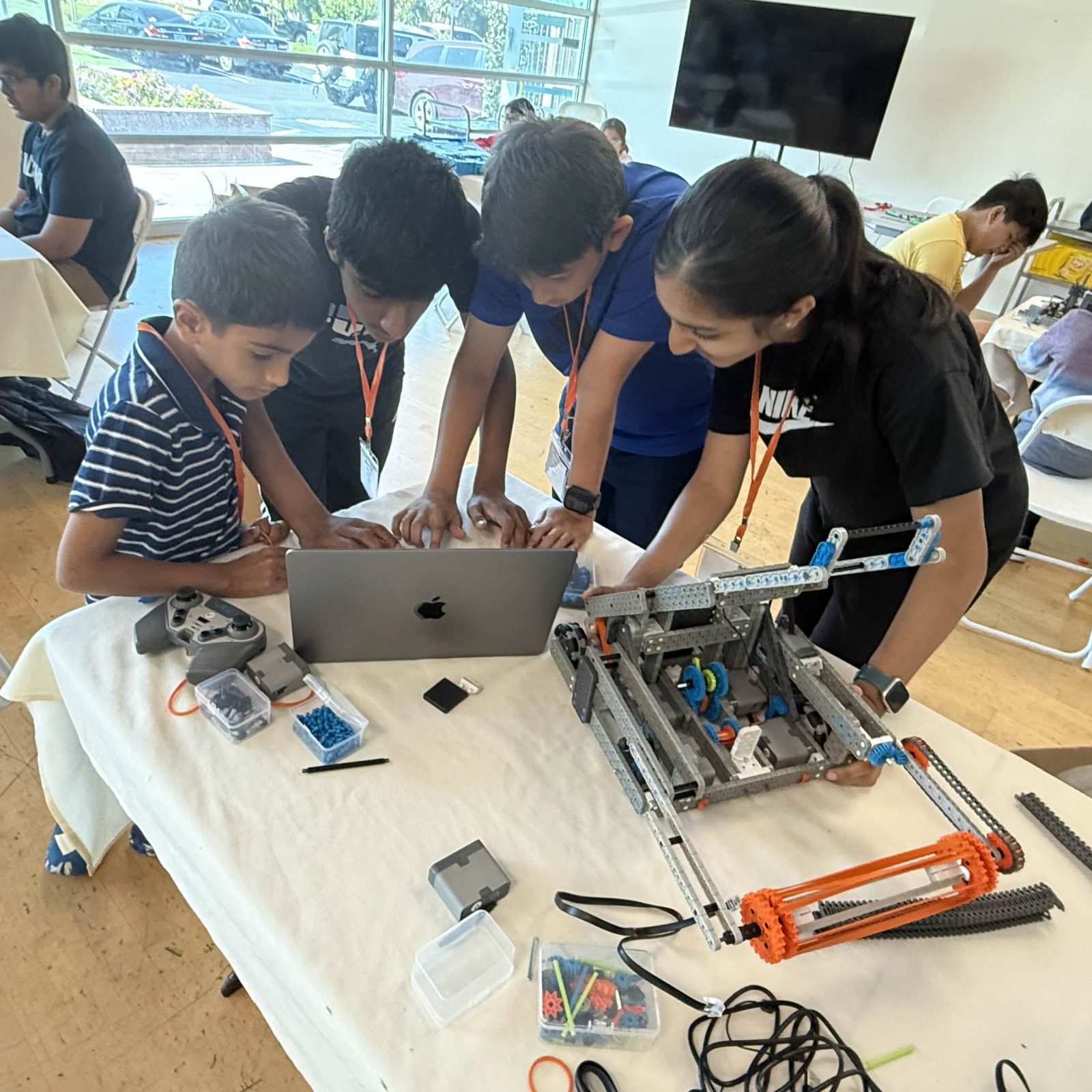 Campers driving their robots