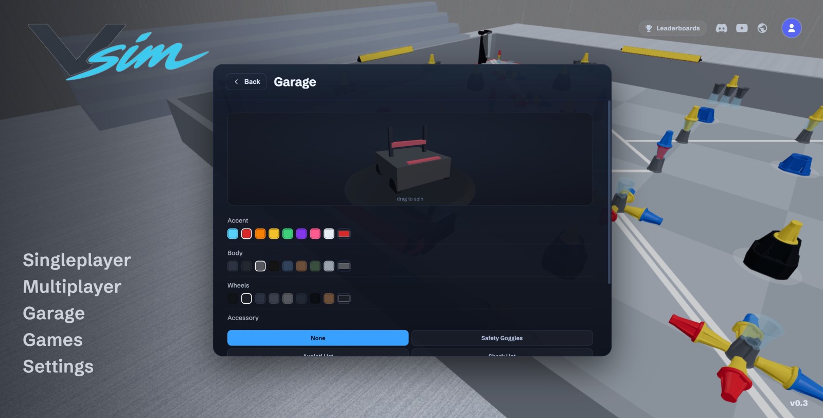 Vsimulator garage view